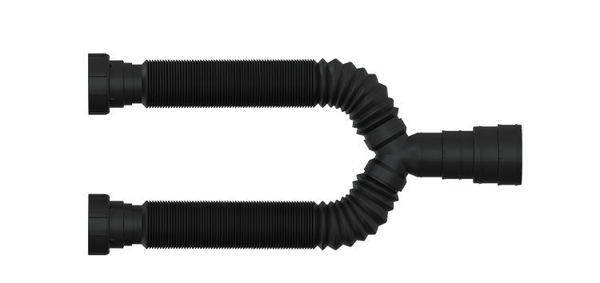 Imagen de Sifon extensible doble negro universal Blukit 70cm