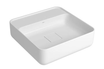 Imagen de Bacha cuadrada de apoyo 40cm blanca con mesa DECA