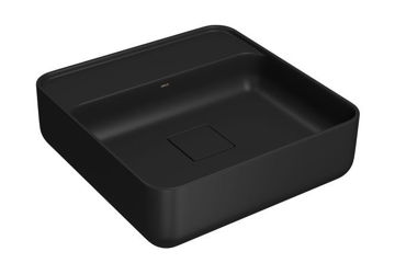 Imagen de Bacha cuadrada de apoyo 40cm negro mate con mesa DECA