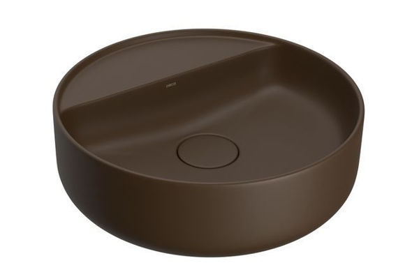 Imagen de Bacha redonda de apoyo 40 cm marron mate con mesa DECA