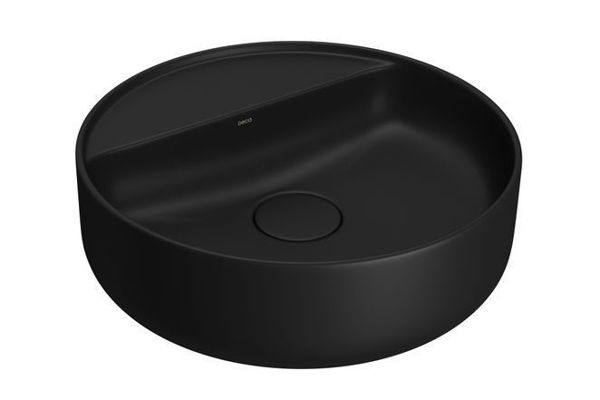 Imagen de Bacha redonda de apoyo 40cm negro mate con mesa DECA