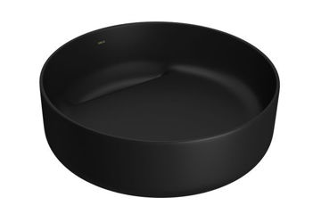 Imagen de Bacha redonda apoyo 40cm válvula oculta negro mate DECA