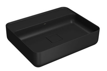 Imagen de Bacha rectangular de apoyo con mesa 50cm negro mate DECA