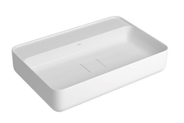 Imagen de Bacha rectangular de apoyo con mesa 60cm blanca DECA