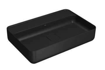 Imagen de Bacha rectangular de apoyo con mesa 60cm negro mate DECA