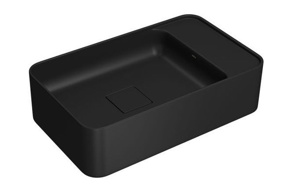 Imagen de Bacha rectangular apoyo o susp 50x30 mesa derecha negro mate DECA