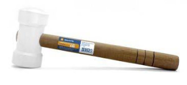 Imagen de Martillo maceta de Goma blanco 60mm cabo madera Moldimplas