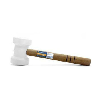 Imagen de Martillo maceta de Goma blanco 80mm cabo madera Moldimplas