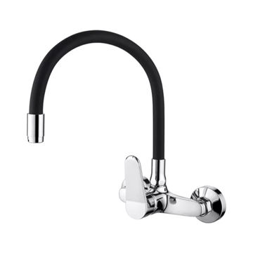 Imagen de Monocomando de pared pico flexible negro DMC